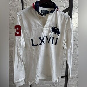 Vintage-Polo Ralph Lauren Big Pony LVXII Number 3 long sleeve rugby, size small